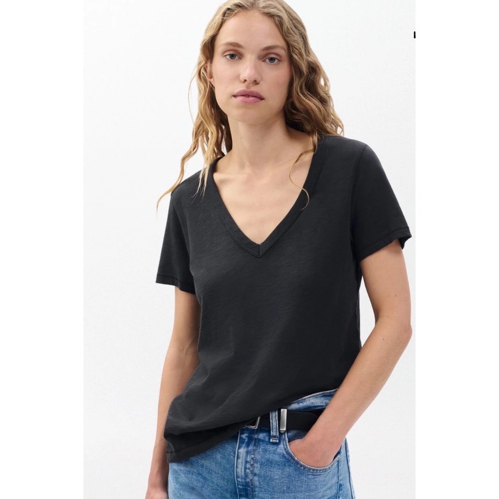 Rag‎ & Bone The Slub Vee Black Cotton V-Neck T-Shirt Size Small